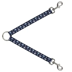 Dog Leash Splitter - Anchor2 Flip C/U Navy/Baby Blue/White