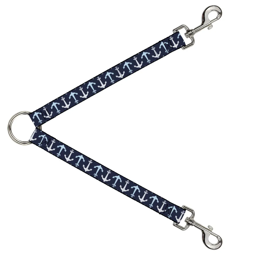 Dog Leash Splitter - Anchor2 Flip C/U Navy/Baby Blue/White