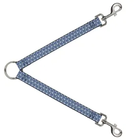 Dog Leash Splitter - Anchor2 Monogram Baby Blue/Navy/White