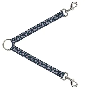 Dog Leash Splitter - Anchor2/Helm Monogram Navy/Turquoise/White