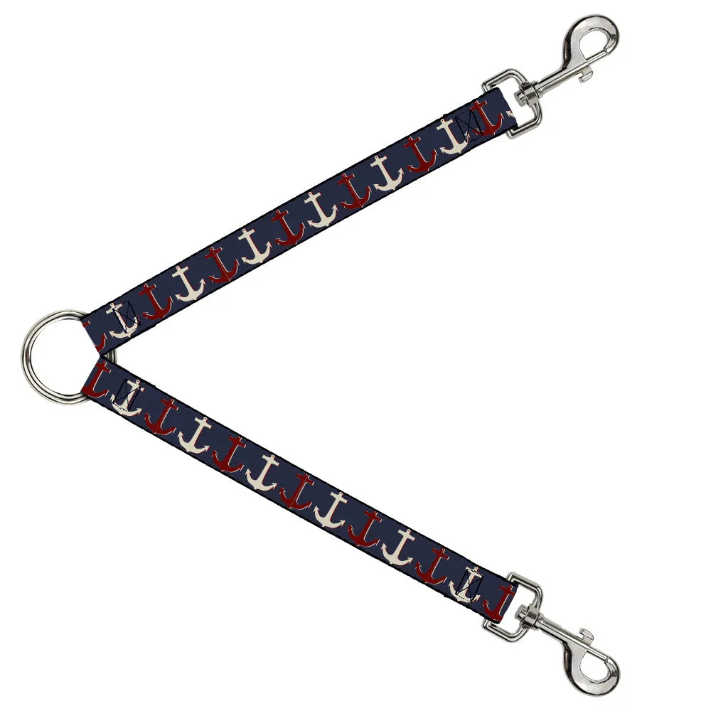 Dog Leash Splitter - Anchor3 C/U Navy/Red/Cream