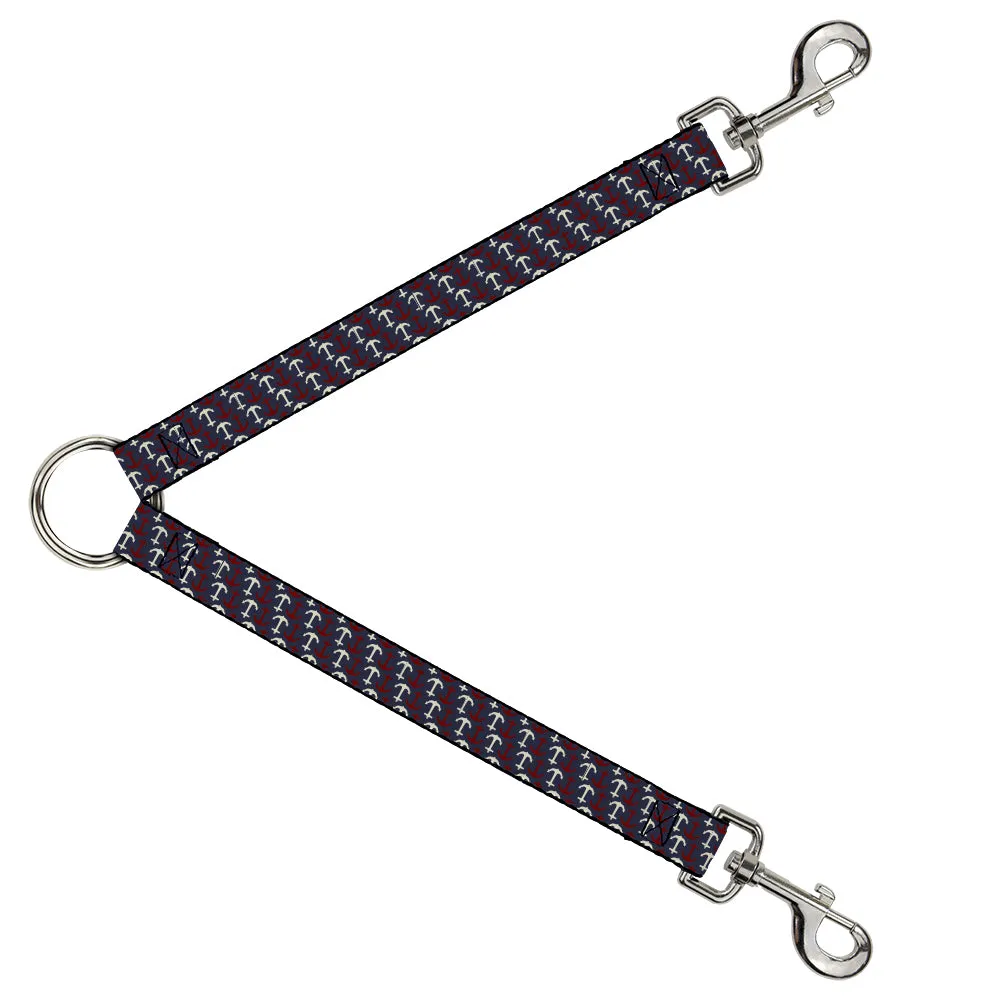 Dog Leash Splitter - Anchor3 Flip Navy/Red/Cream