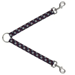 Dog Leash Splitter - Anchor3/Helm Monogram Navy/Red/Cream