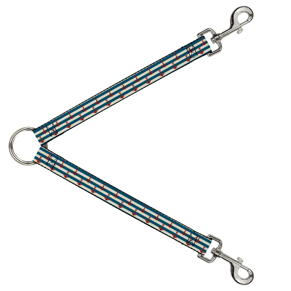Dog Leash Splitter - Anchors w/Stripes White/Blue/Red