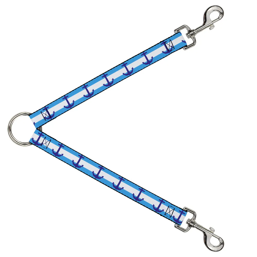 Dog Leash Splitter - Anchor/Stripe Blues/White