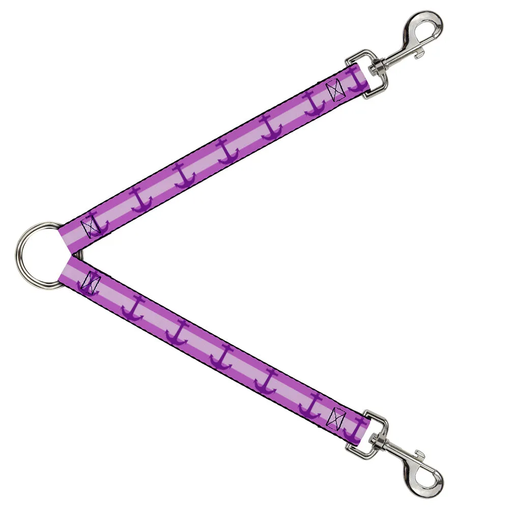 Dog Leash Splitter - Anchor/Stripe Pinks/Purple