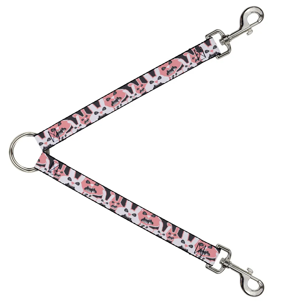 Dog Leash Splitter - Angry Bunnies Gray/Pinks