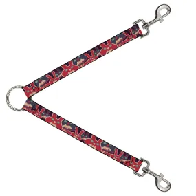 Dog Leash Splitter - Angry Bunnies Purple/Red/Blue