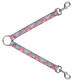 Dog Leash Splitter - Angry Bunnies Turquoise/Pinks