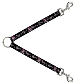 Dog Leash Splitter - Angry Girl Black/Pink