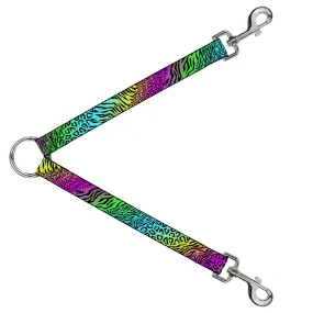 Dog Leash Splitter - Animal Skins Rainbow/Black