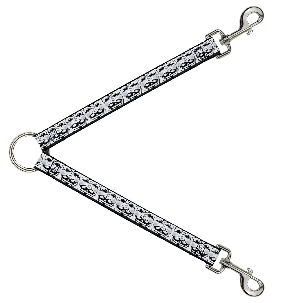 Dog Leash Splitter - Anonymous Face CLOSE-UP Repeat White/Black/Gray