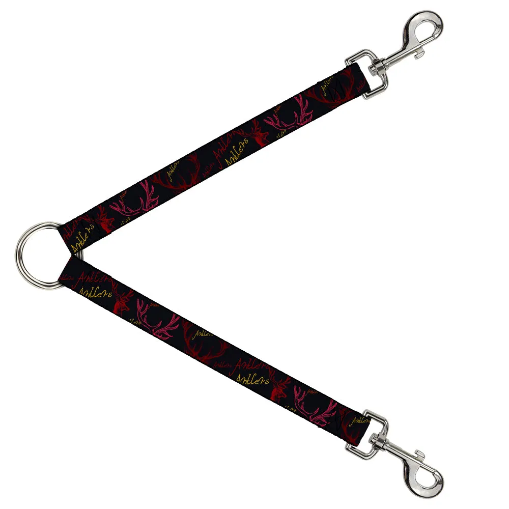 Dog Leash Splitter - Antlers Black/Burgundy/Gold