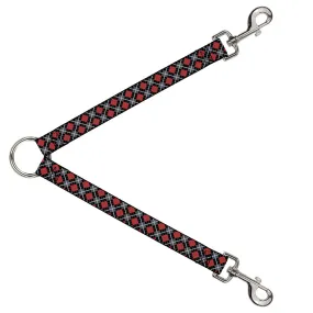 Dog Leash Splitter - Argyle Black/Gray/Red