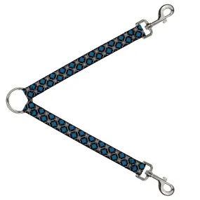 Dog Leash Splitter - Argyle Black/Gray/Turquoise