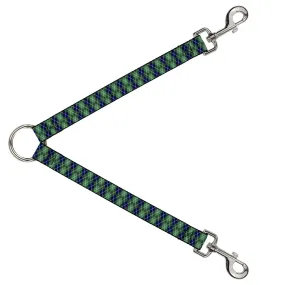 Dog Leash Splitter - Argyle Green/Navy/Green/White