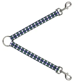 Dog Leash Splitter - Argyle Navy/Green/White/Gold
