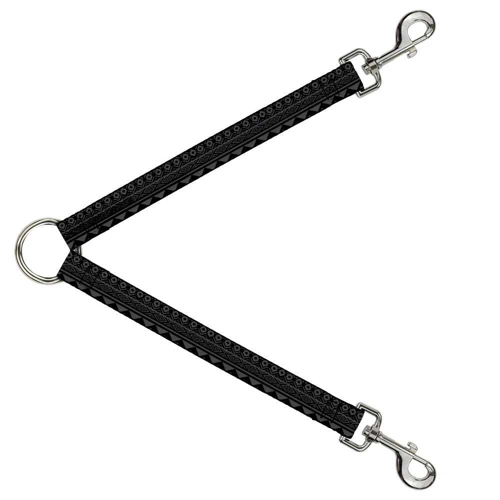 Dog Leash Splitter - Aztec Pattern1 Gray/Black