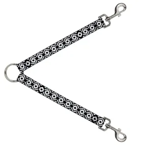 Dog Leash Splitter - Aztec Pattern2 White/Black