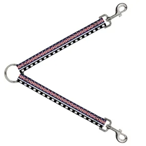 Dog Leash Splitter - Aztec13 White/Navy/Red/Black