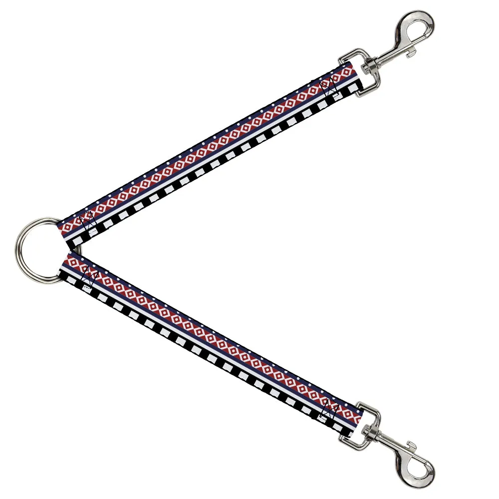 Dog Leash Splitter - Aztec13 White/Navy/Red/Black