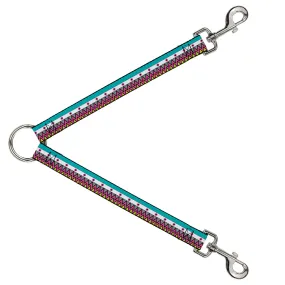 Dog Leash Splitter - Aztec14 Seafoam Green/White/Pink/Lime Green/Black