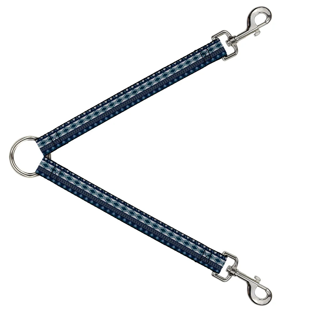 Dog Leash Splitter - Aztec4 Blues/White/Gray