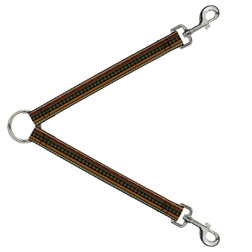 Dog Leash Splitter - Aztec5 Reds/Blues/Greens/Yellows
