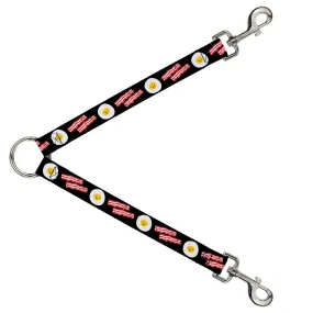 Dog Leash Splitter - Bacon & Eggs Black