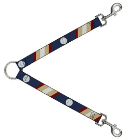 Dog Leash Splitter - Ball/Stripes Tan/Blue/Burgundy