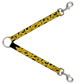 Dog Leash Splitter - Bananas Stacked Cartoon Black/Yellows