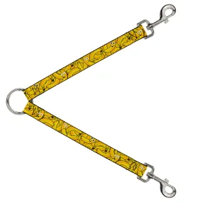 Dog Leash Splitter - Bananas Stacked Cartoon Yellows