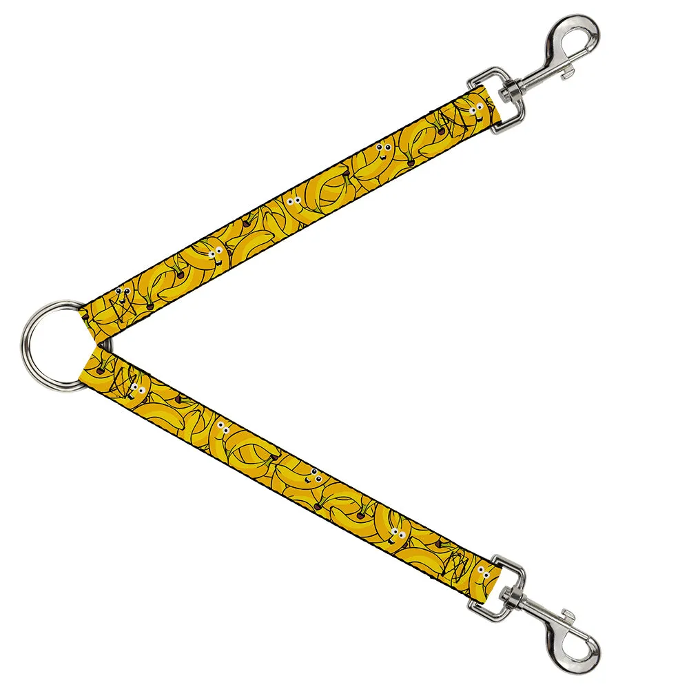 Dog Leash Splitter - Bananas Stacked Cartoon Yellows