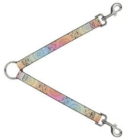 Dog Leash Splitter - Bandana Paisley Ombre Pastel Black