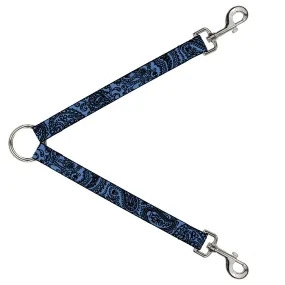 Dog Leash Splitter - Bandana/Skulls Baby Blue/Black