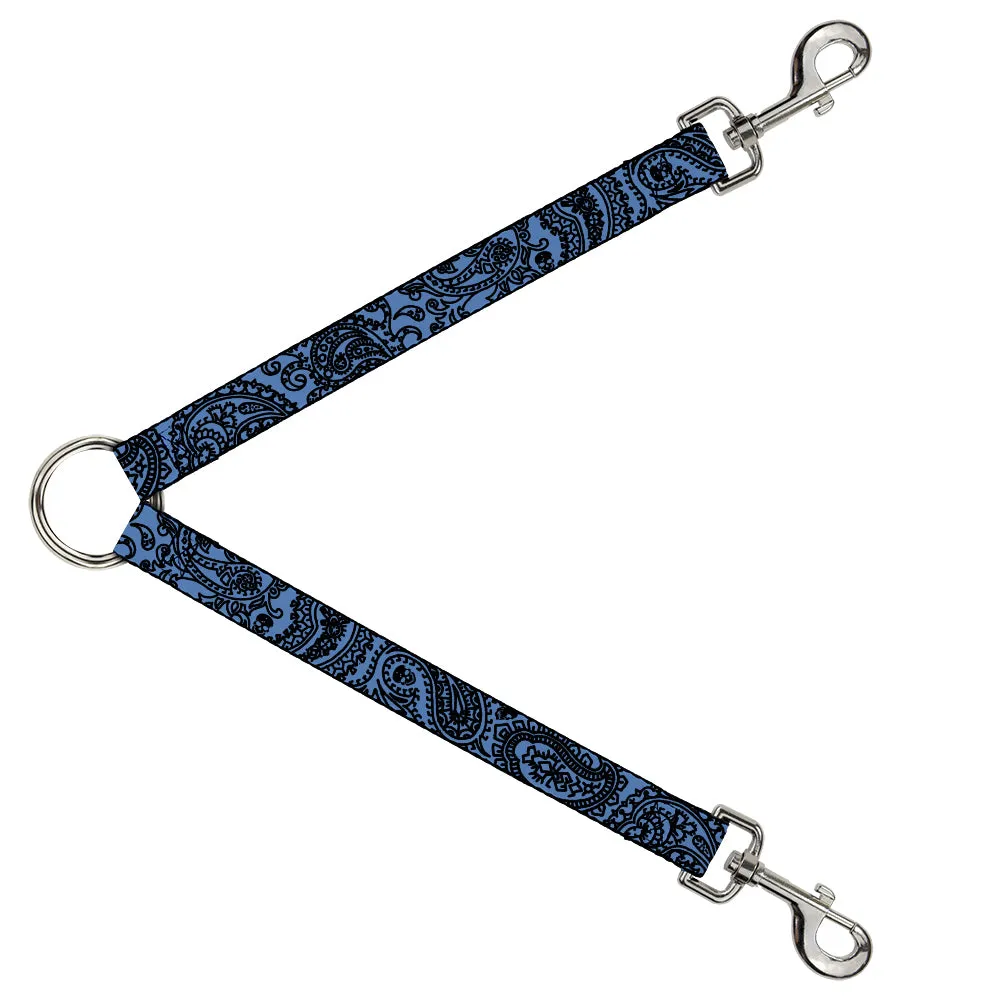 Dog Leash Splitter - Bandana/Skulls Baby Blue/Black