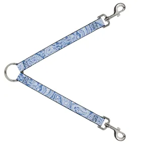 Dog Leash Splitter - Bandana/Skulls Baby Blue/White