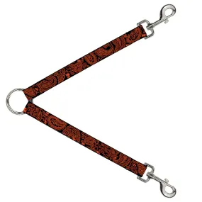 Dog Leash Splitter - Bandana/Skulls Black/Orange