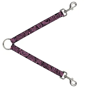Dog Leash Splitter - Bandana/Skulls Black/Pink