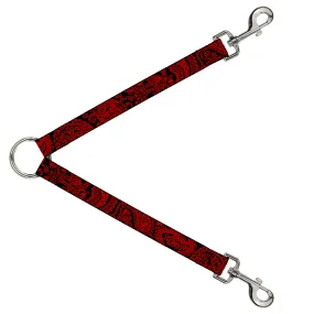 Dog Leash Splitter - Bandana/Skulls Black/Red