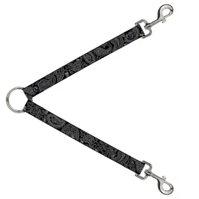 Dog Leash Splitter - Bandana/Skulls Black/Silver