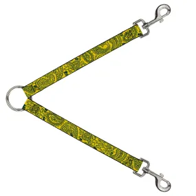 Dog Leash Splitter - Bandana/Skulls Gold/Green