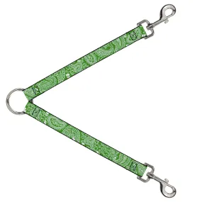 Dog Leash Splitter - Bandana/Skulls Irish Green/White
