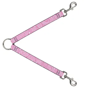 Dog Leash Splitter - Bandana/Skulls Pink/White