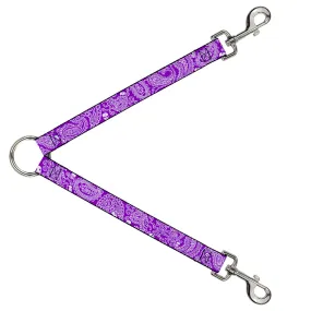 Dog Leash Splitter - Bandana/Skulls Purple/White