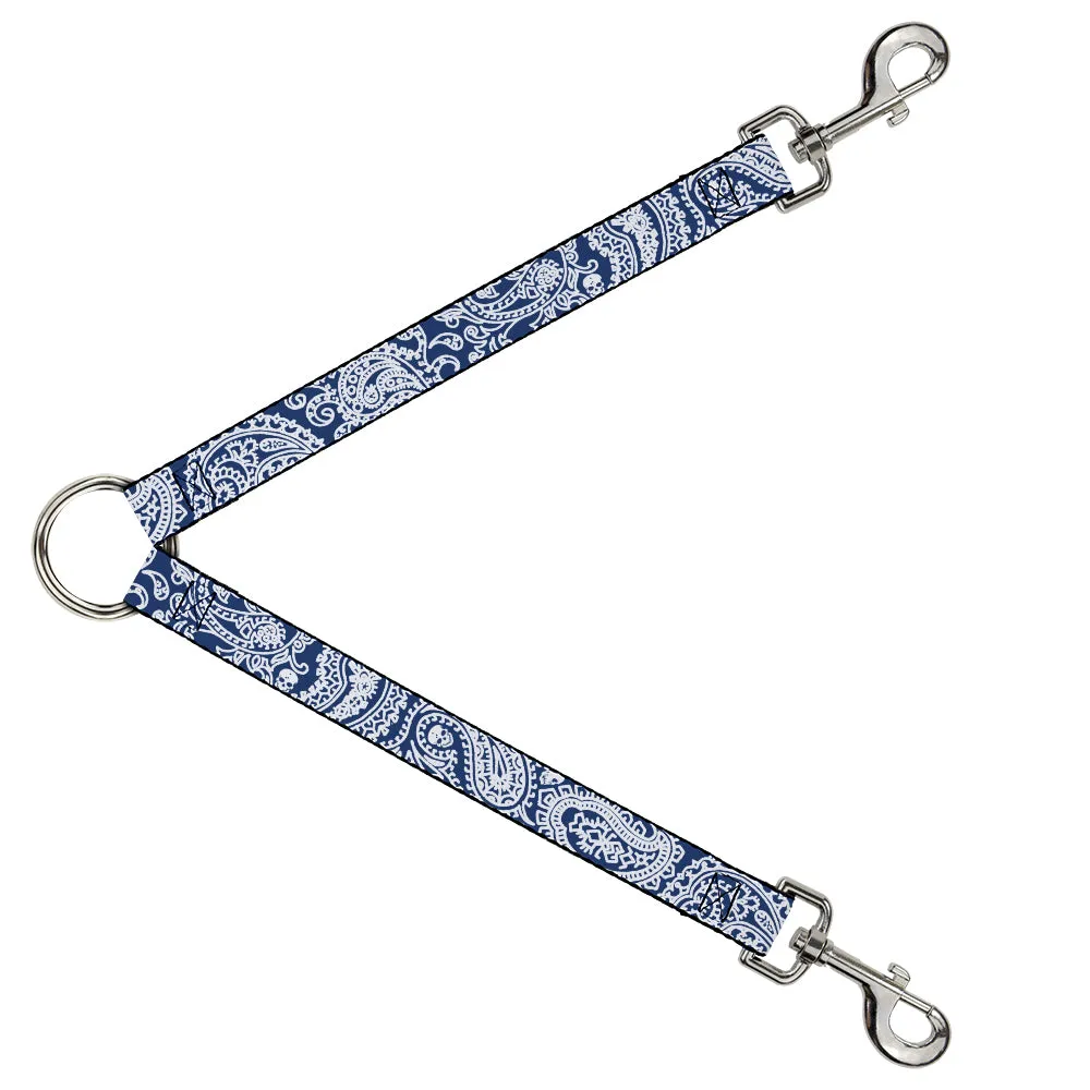 Dog Leash Splitter - Bandana/Skulls Royal/White
