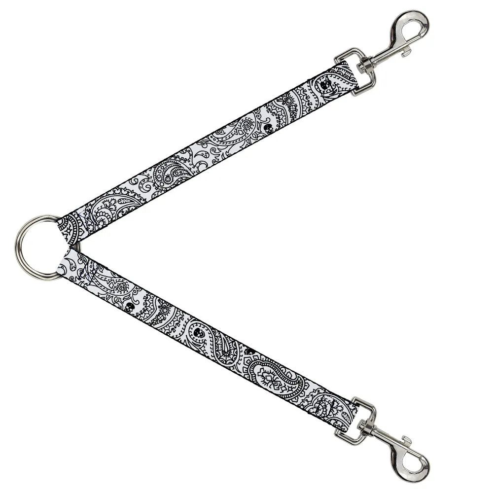 Dog Leash Splitter - Bandana/Skulls White/Black