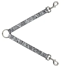 Dog Leash Splitter - Bandana/Skulls White/Black
