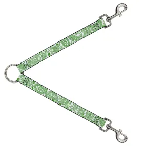 Dog Leash Splitter - Bandana/Skulls White/Irish Green