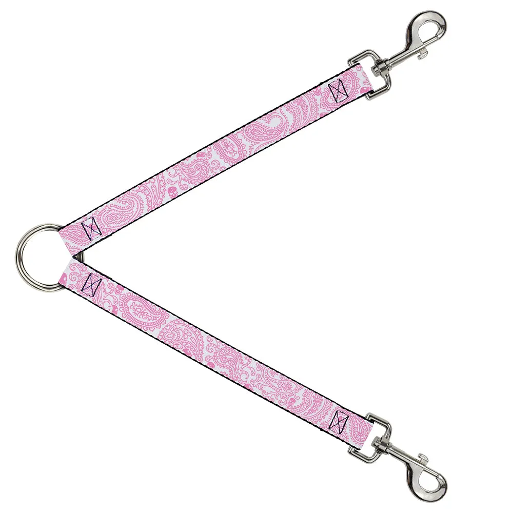 Dog Leash Splitter - Bandana/Skulls White/Pink